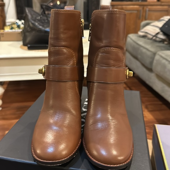 Coach Moto Bootie Heel Dark Saddle - Picture 4 of 7